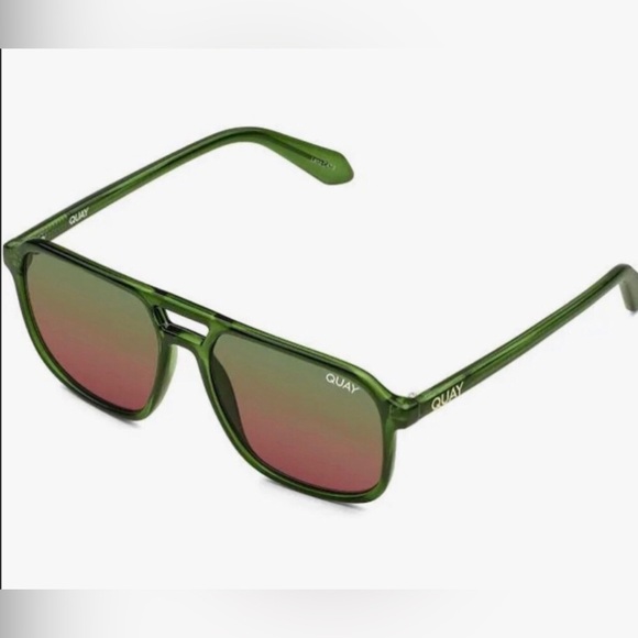 Quay On The Fly large aviator Green frame‎ Brown Gradient Lens unisex sunglasses main image 6